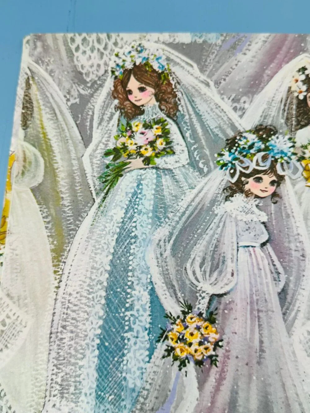 Vintage 1970s Bridal Wrapping Paper, Bridal Shower Decor,  Retro Bride Ephemera